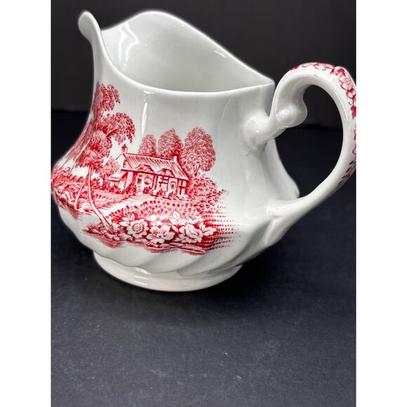 Vintage Ironstone Swinnetons THE FERRY Pink Creamer Transferware - Picture 2 of 13